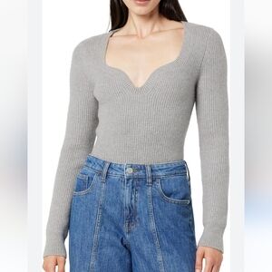 The Drop Women's Preston Ribbed Sweetheart Sweater Size Large NWT